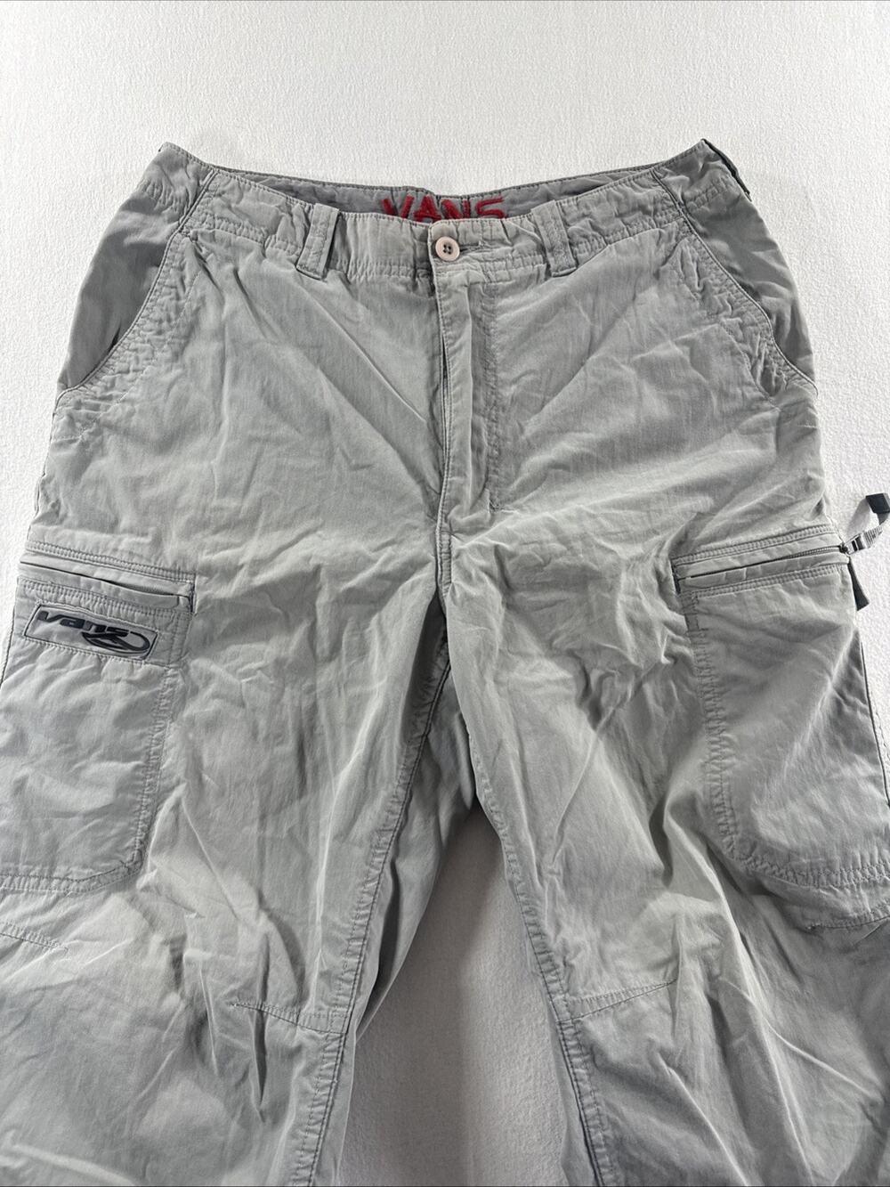 Vintage Vans Men’s 32 Grey Skater Baggy Wide Leg 7-Pocket Cargo Pants Y2K